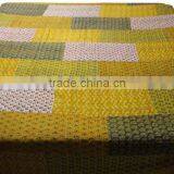 Double Bed Size Colorful Patchwork Kantha Bed Cover Double Bed Size Cotton Fabric Bedspread Fruit Printed Patches thumbnail-6