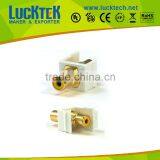 Keystone Jack - RLK Stereo With YELLOW Center, Golden Plated