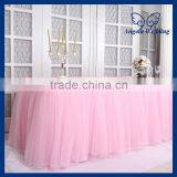 SK005H New Arrival 2015 Beautiful Bridal Ruffled Wedding Pink Tulle Table Skirt thumbnail-1