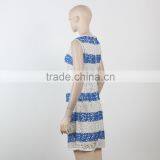 Latest Net Dress Blue and White Stripe Dress Fitness Dress for Girl Woman Summer Dress thumbnail-4
