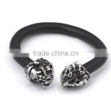 Stainless Steel Wholesale Skull Leather Bracelet(RB10217)