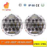 7 Inch Round 12v 24v 75w 4x4 JK Led Headlight for Wrangler Jeep Round 7'' Headlight Silvery