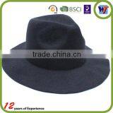 Wide Brim Flat Top Black Wool Felt Cheap Fedora Hat Rack For Men thumbnail-3