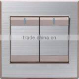 Manufacturer Price High Quality Stainless Steel 2 Gang 1 Way Push Button Electrical Wall Switch