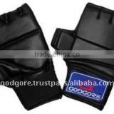 Elastic Velcro Closure EVA Padding Better Protection Black Leather Cut Finger MMA Boxing Gloves