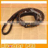 High Quality Customized Braided Leather Dog Leashes for Medium or Large Dogs, Genuine Leather Pet Collars and Leashes thumbnail-1