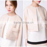 women sweet simple perfect neutral shoulder slope drop short coat