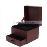 Chinese Factories Wholesale Custom Luxurious Leather Jewelry Box, Deep Red Gift Boxes, Drawer Storage Box