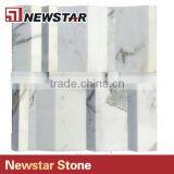 Italian Carrara White Marble 3D Cambered Mosaics Polished thumbnail-2