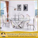 Stainless Steel Dining Table With Glass Set Metal Table thumbnail-3