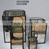 Brass and Glass Lantern in Four Sizes With Antique Silver Finish on Glass thumbnail-1