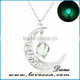 Gift for Her Glow in the Dark Necklace,Lunar Moon Pendant,Crescent Moon Necklace thumbnail-5