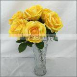 9 branches bunch yellow color silk rose floral