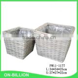 Hand woven wicker and wood chips garden flower pot for sale