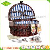 Handwoven eco-friendly cheap antique mini wicker oval picnic basket for 2 persons