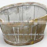 BROWN WASH OVAL BAMBOO CHIP BASKET thumbnail-1