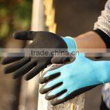 NMSAFETY EN 388 13 Gauge Blue Nylon Liner Coated Black Latex Glove /protective Gloves thumbnail-1
