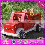 2017 New Products Dog and Four Firemen Wooden Toy Fire Trucks W04A315 thumbnail-3