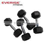 Black Rubber Dumbbell With Steel Handle thumbnail-1