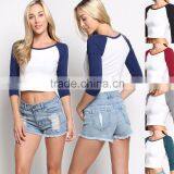 Wholesale Icing Raglan Shirts Ladies Baseball Raglan 3/4 Sleeve T-Shirt Stretch Cotton Tee Cheap Raglan Shirts