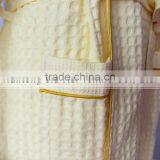 Yellow Cotton Waffle Fabric Bathrobe Hotel Bathrobe Dressing Gowns for Women Long Hotel Bath Robe Pajamas Longue thumbnail-5