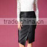 Real Sheep Leather Skirts PU Leather Beautiful Step Skirts High-waisted Pencil Skirt thumbnail-1