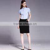 Ladies Fashion Short Sleeve Front Facing Placket Formal Shirt thumbnail-5