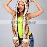 Long Eared Plush Animal Head Russian Style Fur Winter Hat thumbnail-2