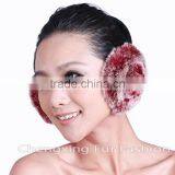 CX-EM-03P Women Funny Genuine Rex Rabbit Fur Floral Ear Muff thumbnail-6