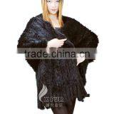 CX-B-14 Women Fashion Fur Strips Knitted Genuine Rabbit Fur Stoles And Shawls thumbnail-3