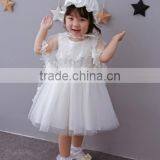 Latest Wholesale Baby Clothes Hot Sale Cheap Baby Clothing Children's Boutique Sleeveless Summer White Flower Girl Dress 2017 thumbnail-2