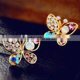 Girls Jewelry Pearls Butterfly Earrings,hollow Gold Stud Earring With Colorful Crystals thumbnail-6