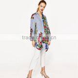 Designer Office Women Wear Floral Print Long Sleeve Striped Shirt thumbnail-2