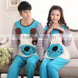 2015 Wholesale Blue Cotton Couple Winter Pajamas thumbnail-3