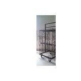 Four Sided Wire Display Racks / Shelving With Wheels With Two Side Panels, 2 Brakes