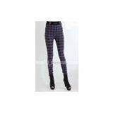 Silk Ankle Length Elastic Slim Checked Printing Women Leggings thumbnail-2