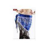Royal Blue Plus Size Belly Dancing Hip Scarves With Fimbriate Tiny Paillette
