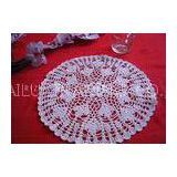 Leaves Pattern Hollow Out Crochet Floor Rug , Round White Knitted Doilies