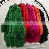 YR117 Mexico Style Fahion Fur Jacket Colored Genuine Mongolia and Rabbit Fur Coat thumbnail-1
