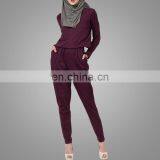 Modest Ladies Office Wear Jumpsuits Muslim Women Model Kebaya Modern Cotton /Cotton Jersey Islamic Jumpsuits thumbnail-5