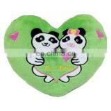Custom Heart Shape Bedding Pillow Green Panda Couple Throw Pillows