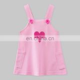 Pink Pinafore with Hot Pink Heart Applique For Kids