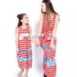 2019 New Women Pinstripe Stitching Long Summer Dress Mother Daughter Matching (this Link for WOMAN) thumbnail-1