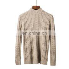 Men Cable Knit Half High Collar Cashmere Wool Sweater thumbnail-4