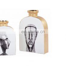 Interior Ceramic White Gold Home Luxury Decoration Matt Vase thumbnail-2