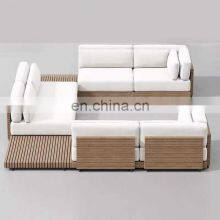 Modern Simple Outdoor Wooden Fabric Recliner Garden Sofa Set 7 Seater Living Room Furniture Modern Designs thumbnail-3