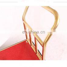 High Quality Titanium Gold Plated Hotel Luggage Cart Bellman Cart Trolley Service thumbnail-4