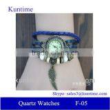 Express Quartz Watch F-05 for Girls With Wing Pendant,leather Strap, Bronzed Watch Case thumbnail-1