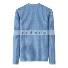 100% Solid Style Casual Spring Rib Knit Pullover V-Neck Cashmere Sweater for Women With Front Button Decoration thumbnail-2