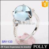 OEM Solid Lapis Prong Set Center 18k White Gold 750 Ring Jewelry thumbnail-4